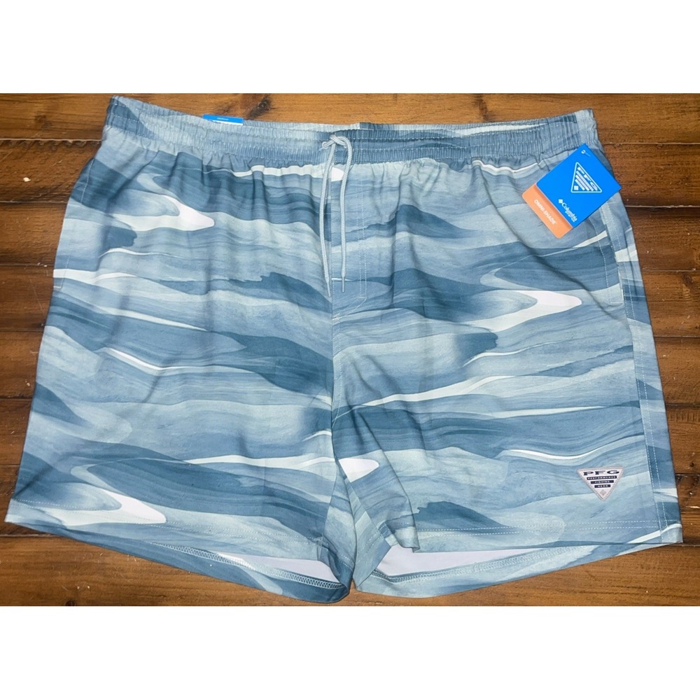Swim Shorts Trunks 6" Spring Break Vacation Beach Teal Wave Columbia PFG XXL